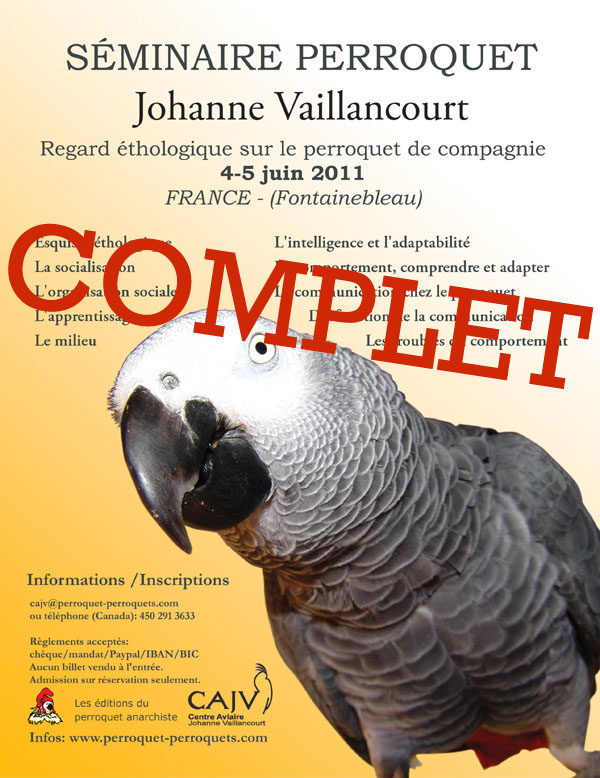 Poster: Fontainebleau Seminar on Parrots Ethology